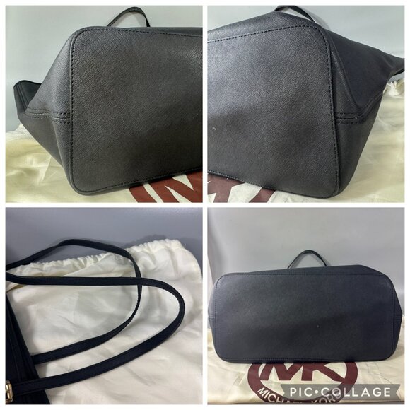 MICHAEL KORS JET SET SAFFIANO LEATHER BLACK TOTE - Picture 10 of 14